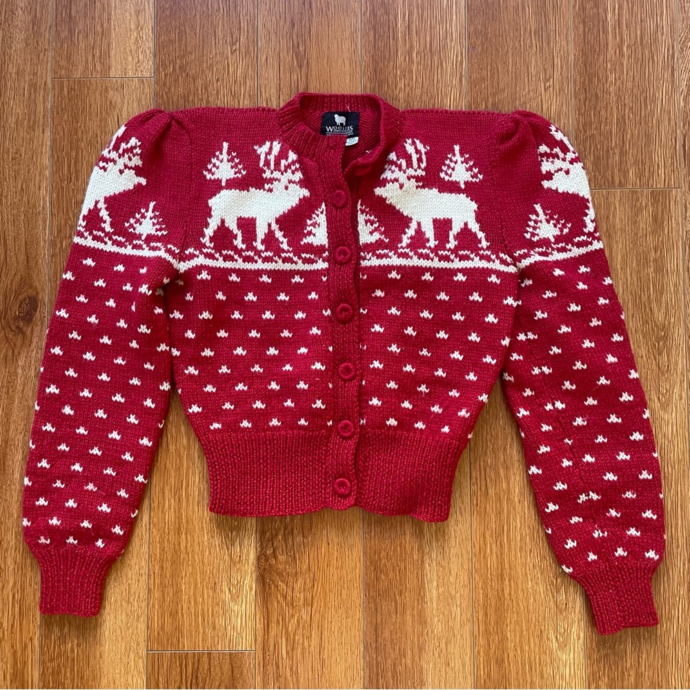 Vintage Woolies puff sleeve winter holiday sweater